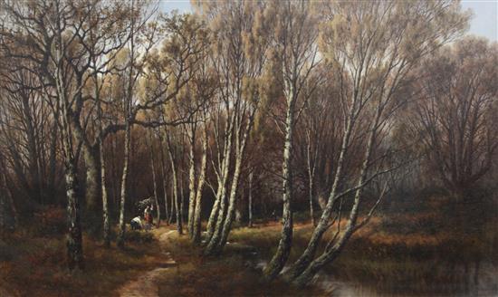 William Pitt (1855-1918) The Porth through the wood, Burnham Wood, 24 x 40in.